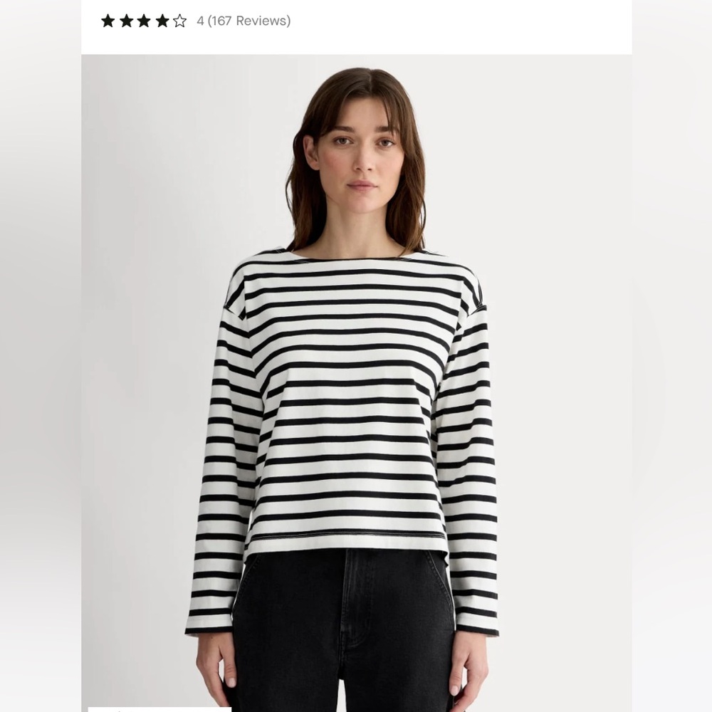 Everlane The Mariner Tee in Striped Bone/Black
